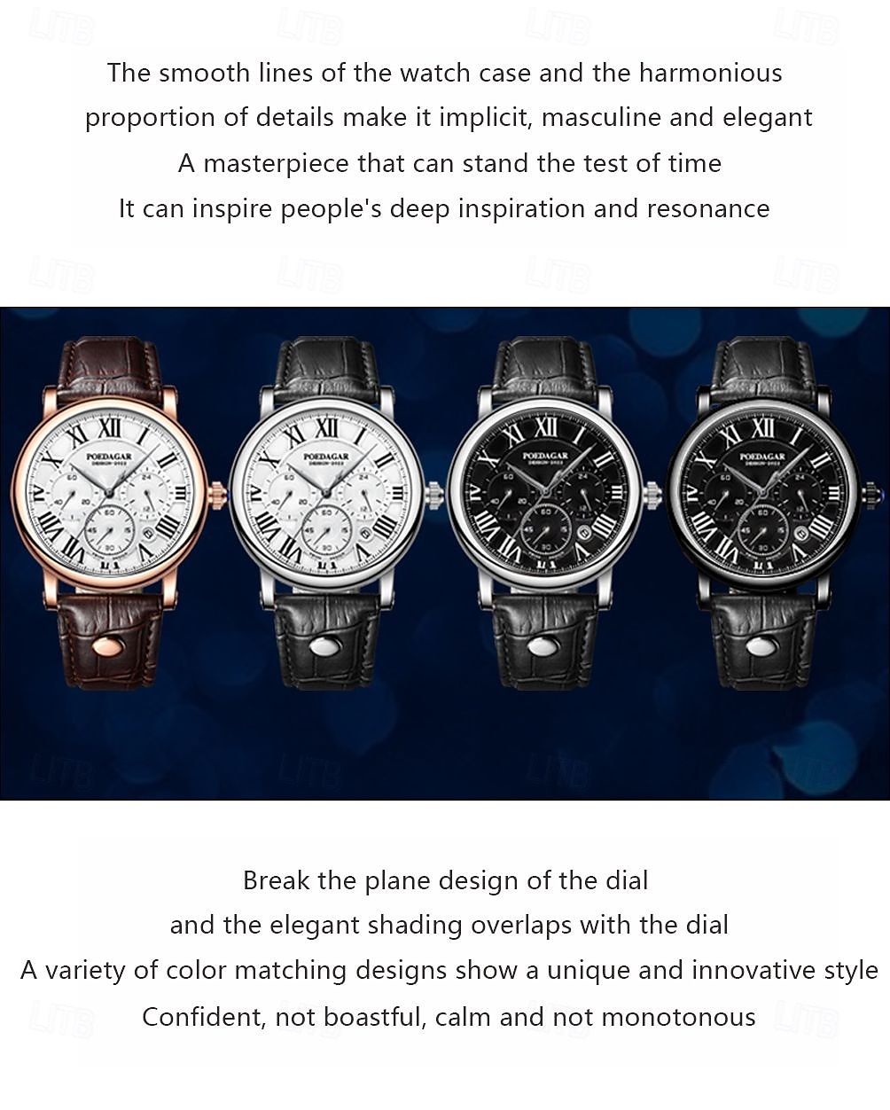 Классические мужские кварцевые часы – стиль хронографа водонепроницаемые кожаный ремешок бизнес-кэжуал аналоговые наручные часы 2026 - $18.99 –P5