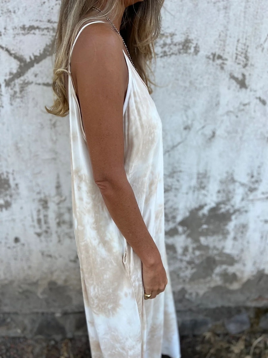 Women's Long Dress Maxi Dress Casual Dress Summer Dress Slip Dress Fashion Modern Daily Beach Weekend Regular Fit Tie Dye Sleeveless Spaghetti Strap Pink Navy Blue Apricot Summer 2025 - $22.99 –P5