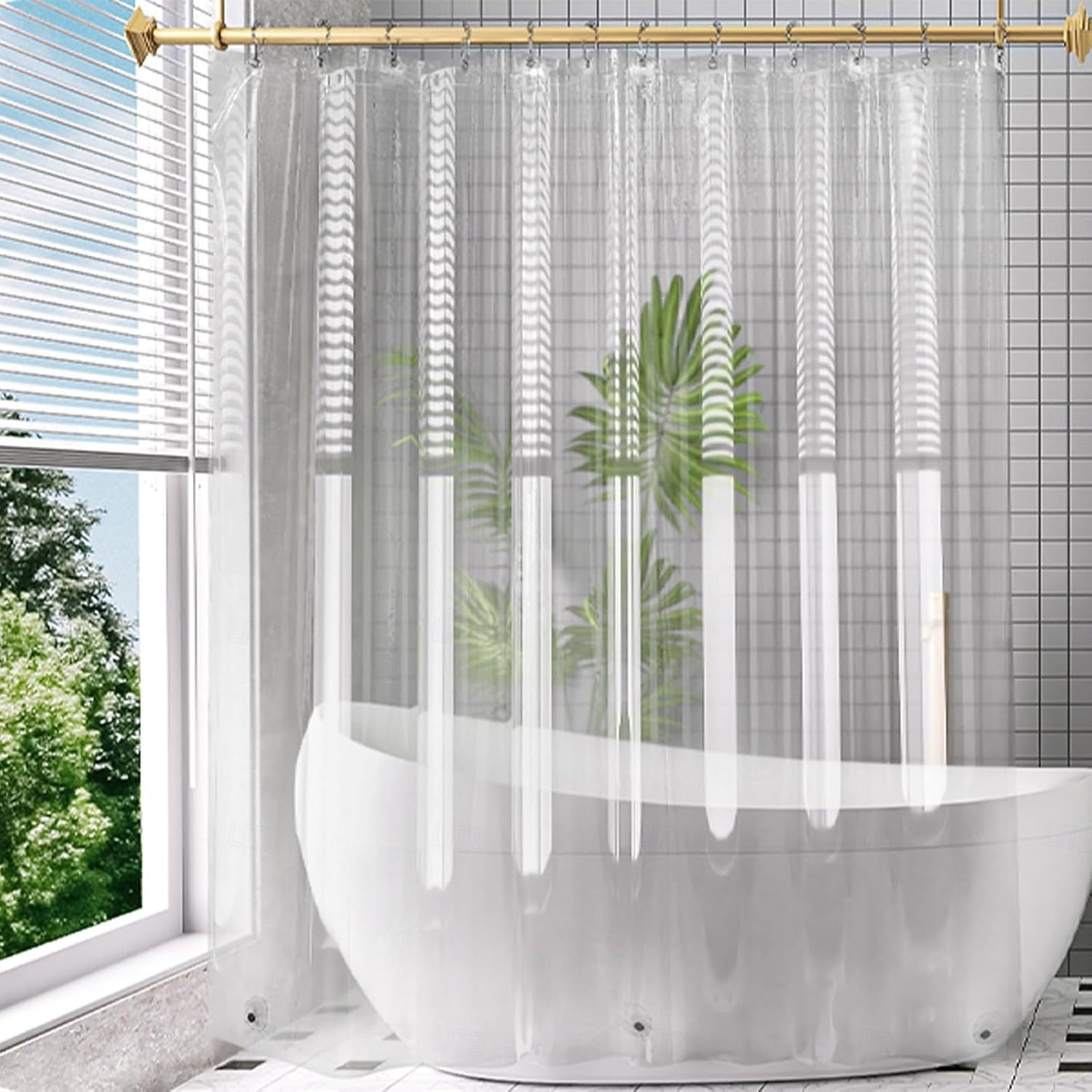 PEVA Shower Curtain Liner, 180x200cm 70"x79" Waterproof Transparent Black Shower Liner, Lightweight Plastic Shower Curtain Liners for Bathroom 12 Grommet Holes 2026 - $15.49 –P2