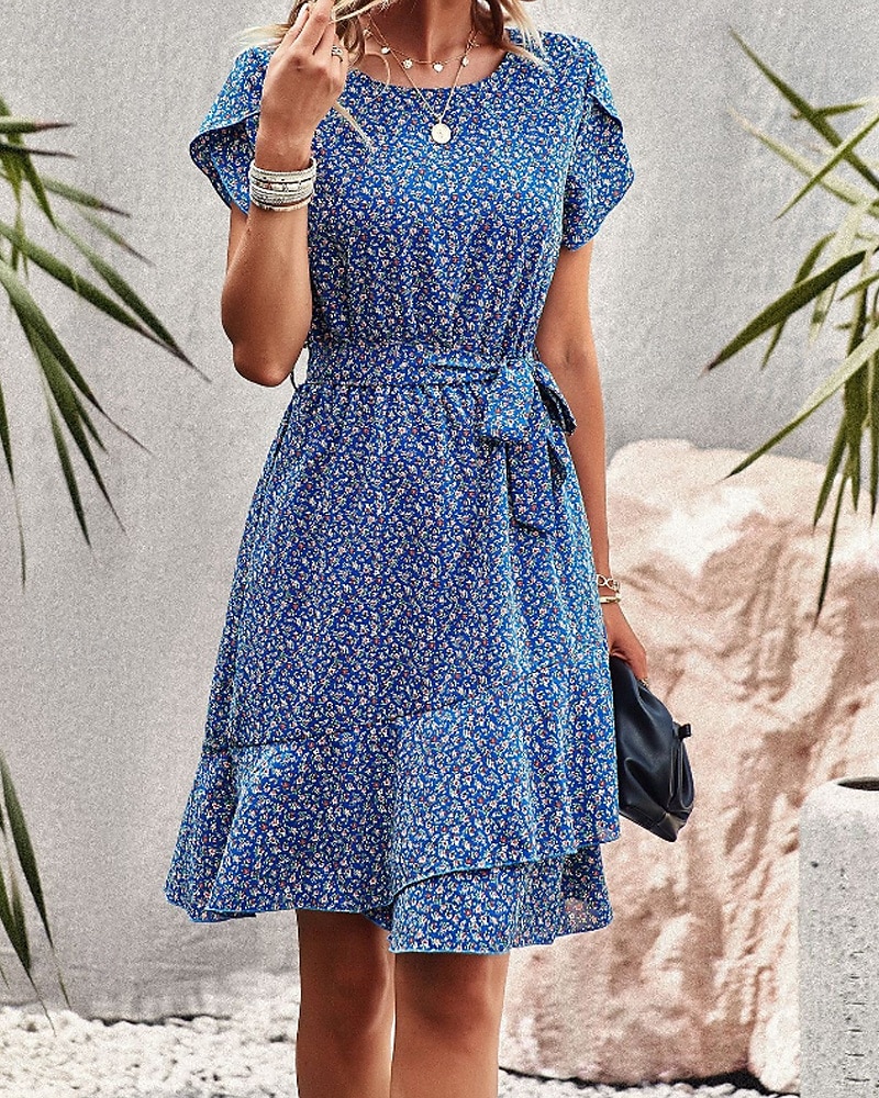Pentru femei Rochie Mini Rochie florala Rochie Boho Rochie imprimata Modă Clasic Modern Vacanță Concediu Ieșire Fit regulat Floare Manșon scurt Stil Nautic Roșu-aprins Albastru piscină Maro Trifoi 2025 - $27.99 –P9