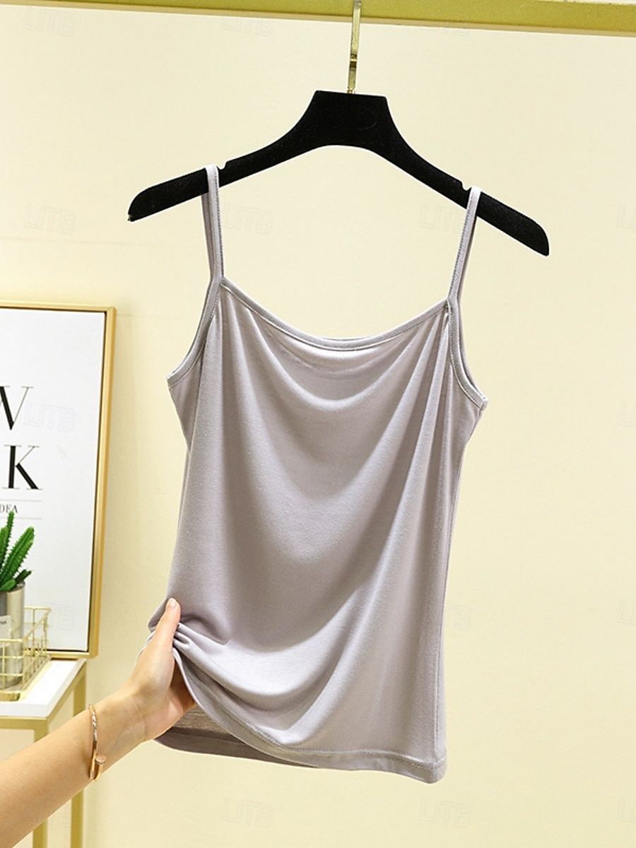 Pentru femei Camisole Tank Top Culoare solidă Zilnic Fără manșon Stil Nautic Topuri obișnuite Zilnic Fără Spate Albastru Deschis Gri Fier Albastru denim Verde matcha Negru Vară 2025 - $13.99 –P6