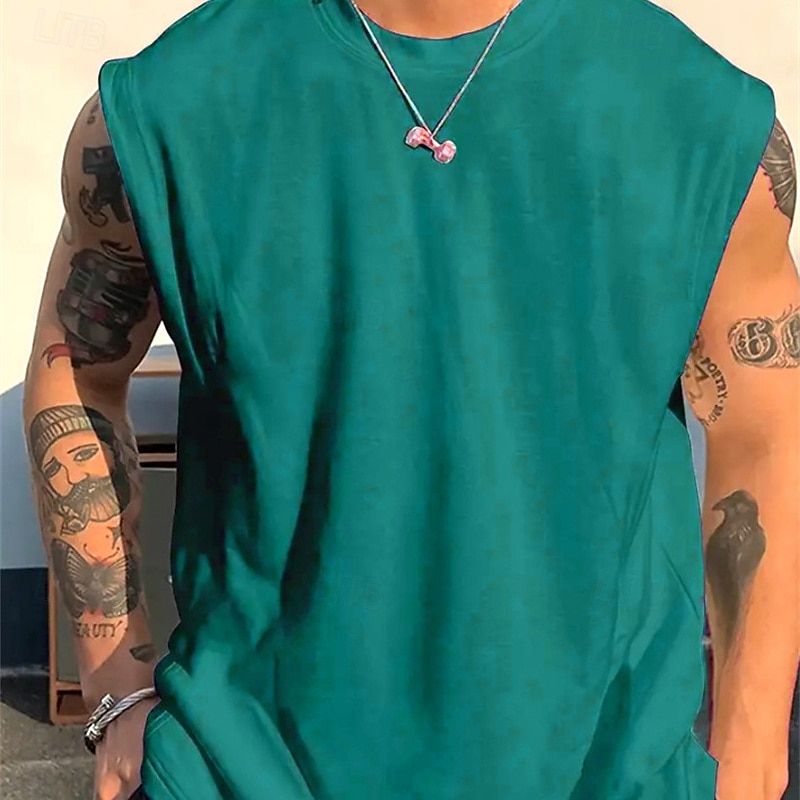 Herren Tank Top Weste Unterhemd Ärmelloses Shirt Ärmellos Rundhalsausschnitt Sommer Einfach Mode Designer Basic Klassisch Urlaub Straße Ausgehen Schwarz Weiß Rosa Top T-Shirt für Herren 2025 - $9.49 –P5