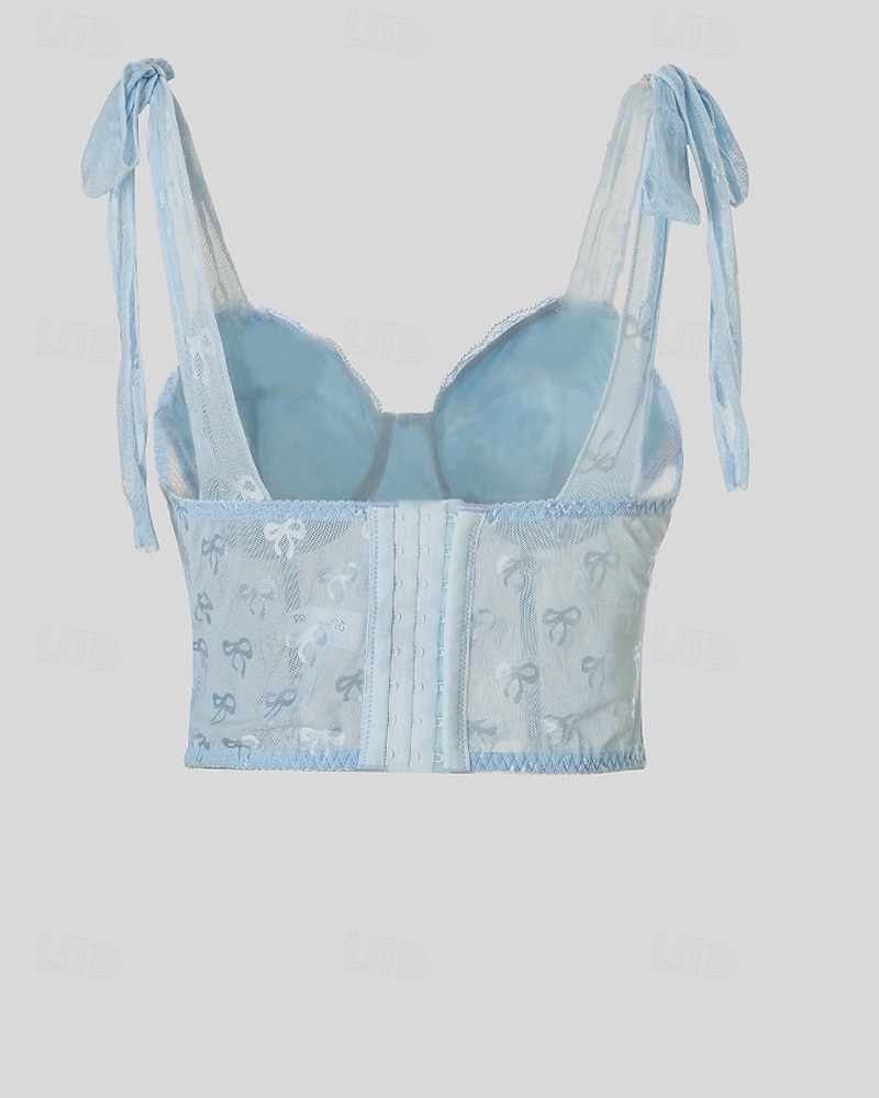 Women's Blouse Lace Tops Plain Stylish Modern Sleeveless Strap Crop Tops Holiday Going out Lace Light Blue Summer 2025 - $18.99 –P2