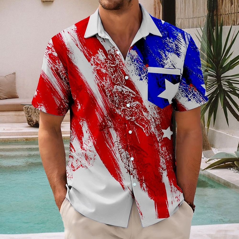 Men's 250th Anniversary Patriotic American Flag Button Down Shirt Short Sleeve Summer Vacation Top 2026 - $25.99 –P1