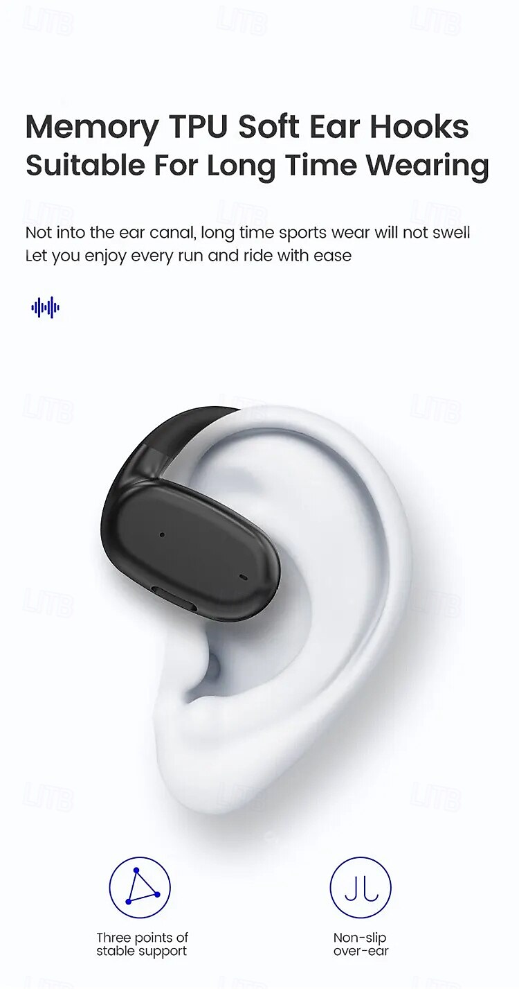 YJ76 TWS Ear Hook Headphones Bluetooth 5.2 – Open-Ear Design, HiFi Stereo, Noise Cancelling Mic, Long Battery Life, Waterproof, for Workout Travel Gaming 2025 - $20.99 –P7