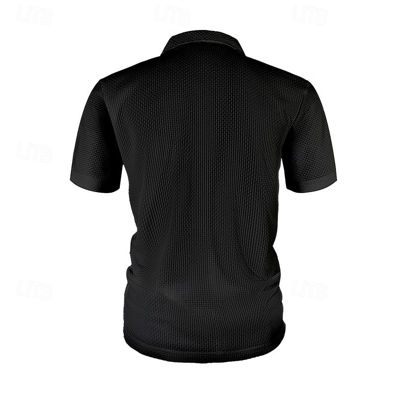 Herren Golfshirt Golf Poloshirts Arbeit Lässig Revers Kurzarm Basic Modern Einfach Knöpfe Jacquard Sommer Normale Passform Schwarz Weiß Marineblau Blau Meerblau Dunkelgray Golfshirt 2025 - $18.99 –P20