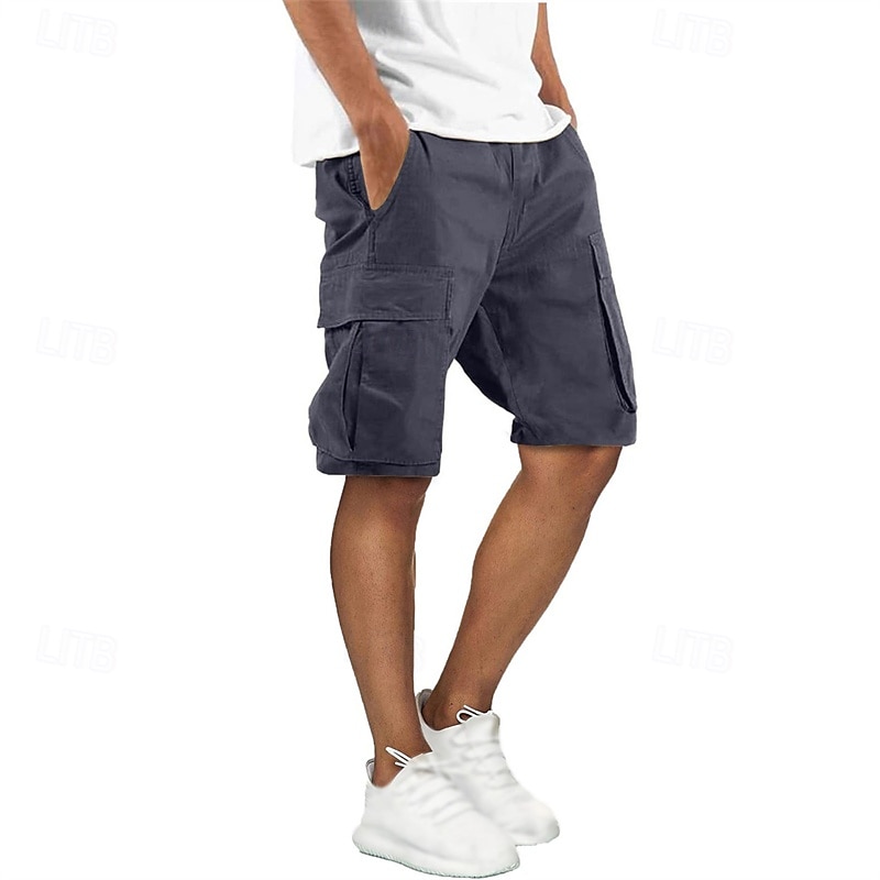 Homens Bermuda Cargo Calção Shorts de verão Com Cordão Cintura elástica Bolso multi Tecido Conforto Vestível Comprimento do joelho Ao ar livre Esporte Diário Moda Casual Preto Verde Tropa de 2025 por $20.99 –P6
