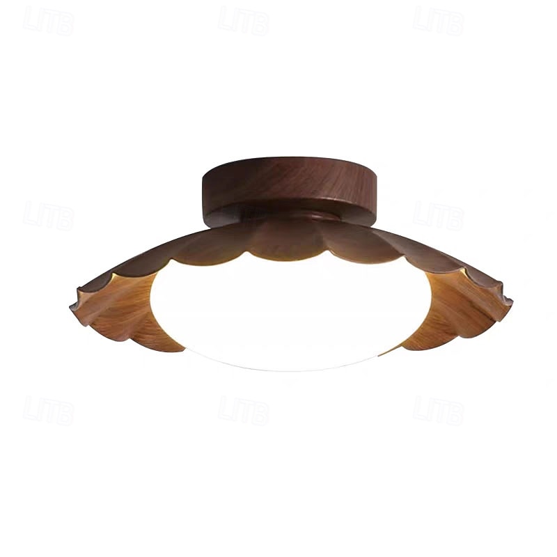 Lámpara de techo moderna para pasillo, pantalla blanca lechosa, pequeña lámpara de techo de metal, madera, estilo granja vintage, cerca del techo, para baño, cocina, pasillo, entrada, 25 cm, 110-240 V 2025 - $128.99 –P3