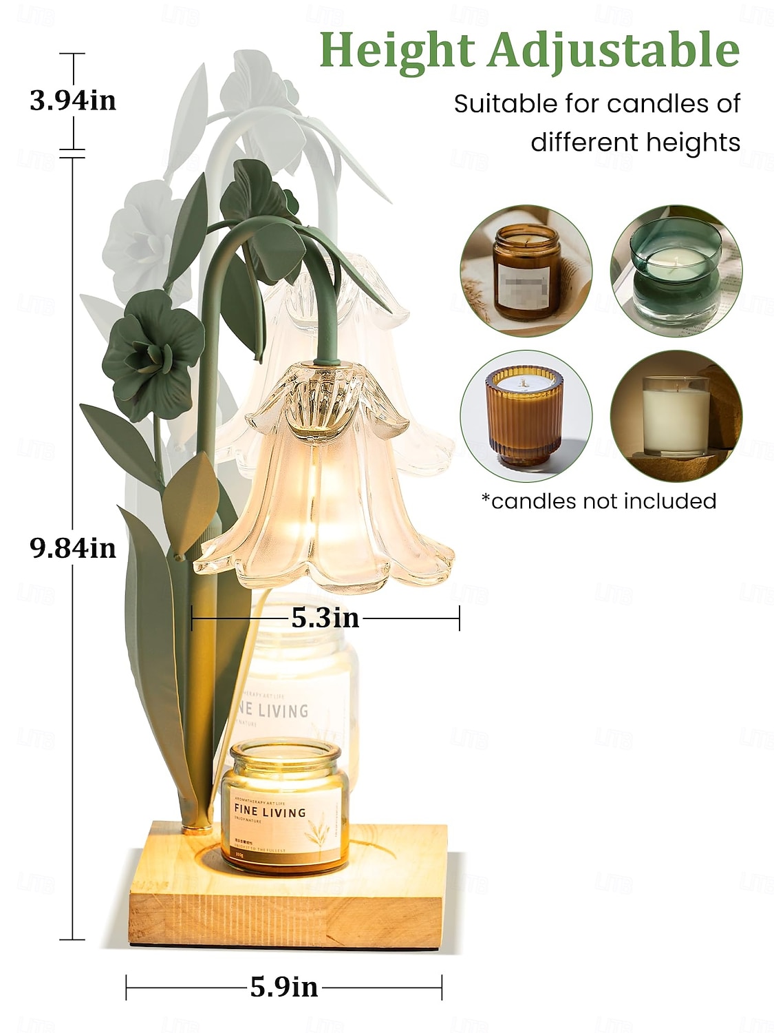 Chauffe-bougie à fleurs avec minuterie, chauffe-bougie à intensité variable, chauffe-bougie à hauteur réglable, convient à toutes les bougies en pot, chambre à coucher, salon, décoration de la maison, de 2025 ? $155.99 –P4