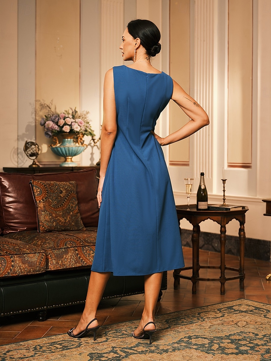 Women's Midi Dress Sheath Dress A Line Dress Elegant Wedding Party Wedding Guest Regular Fit Solid Color Sleeveless V Neck Gray Pink Black Burgundy Navy Blue Summer Spring Fall Winter 2025 - $49.99 –P5