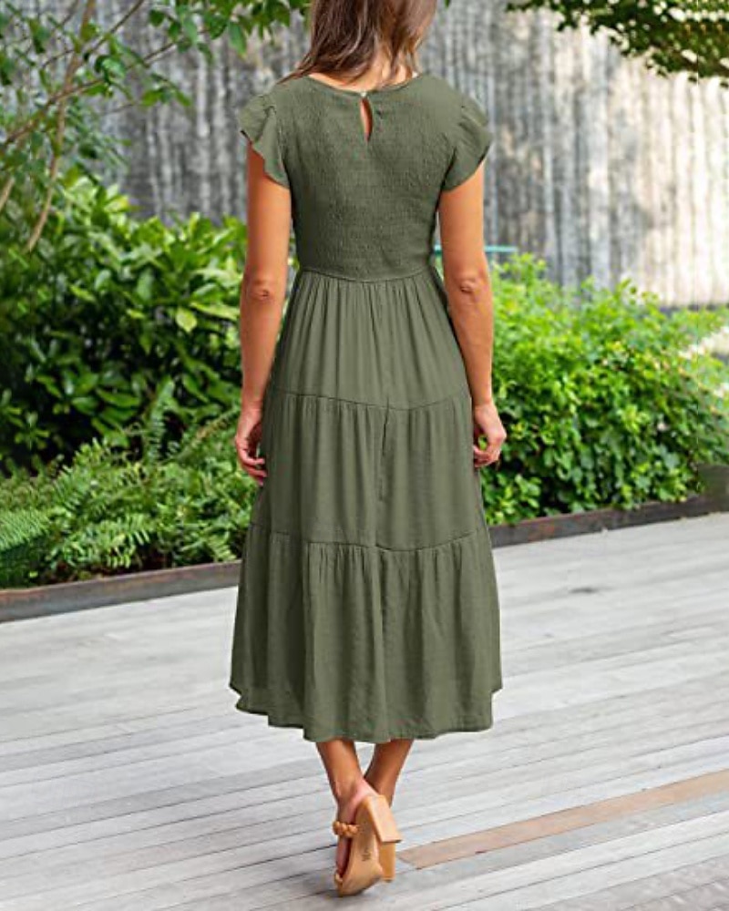 Femmes Robe Midi Robe Blanche Robe de remise des diplômes Mode Anniversaire Date Fête du thé Coupe régulière Uni Sans manches Col ras du cou Noir Blanche Vert Claire Vert Véronèse Été de 2025 ? $25.99 –P20