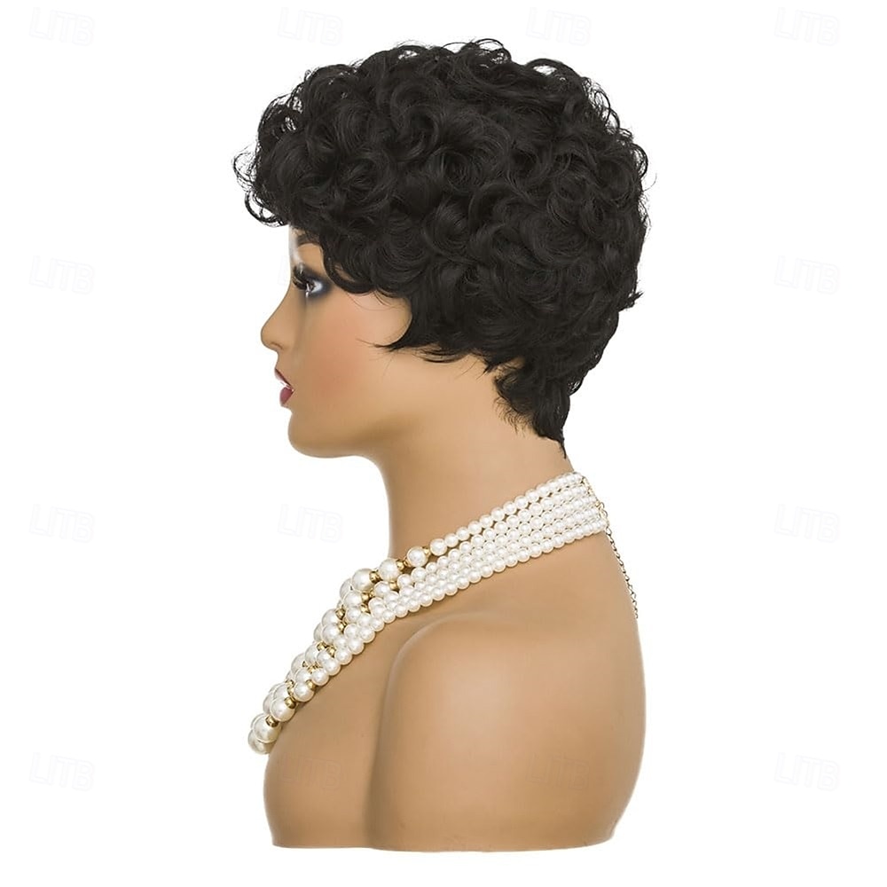 Perucă scurtă cu tunsoare pixie pentru femei de culoare, peruci afro scurte și crețe, peruci naturale negre pentru femei de culoare, perucă sintetică scurtă și creță 2026 - $24.99 –P4
