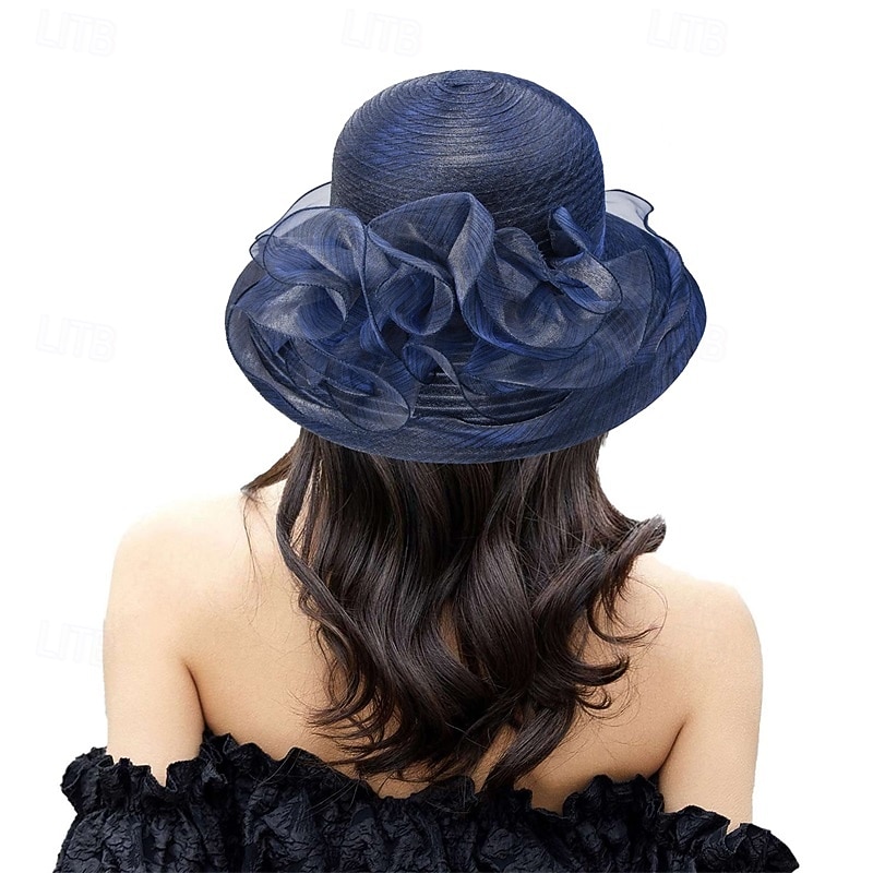 Organza Kentucky fascinatorhoed voor dames - Derby cocktail tea party zonnehoed bruiloft bruidsbloem kerkhoed opvouwbaar 2026 - $16.49 –P5