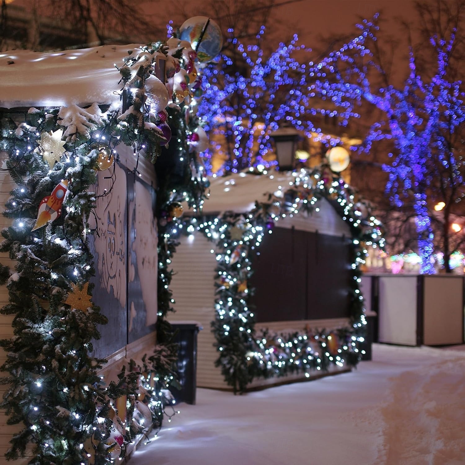 1 kpl ulkokäyttöön tarkoitettu aurinkokennovalosarja, vedenpitävä valosarja, 12 m, 39 jalkaa, 100 led-helmeä, sisäpiha, puutarha, nurmikko, huvila, aita, parveke, koristevalo, häät, halloween, joulu, festivaali, tunnelma, valosarja 2025 - $12.99 –P13