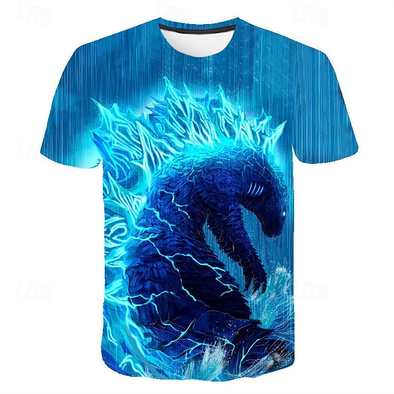 Gutt 3D Dyr Dinosaur T skjorte T-skjorte Kortermet Sommer Vår Mote Grunnleggende Barn 4-12 år Crew-hals utendørs Avslappet Daglig Normal 2025 - $11.99 –P3