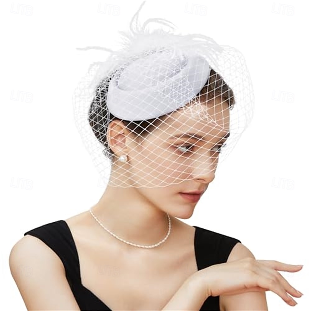 fascinator-hattu, huntu, höyhen, fascinator-teetuoksu, morsiushuntu, retrohattu, rasiahattu, derby-hatut naisille 2025 - $16.49 –P9