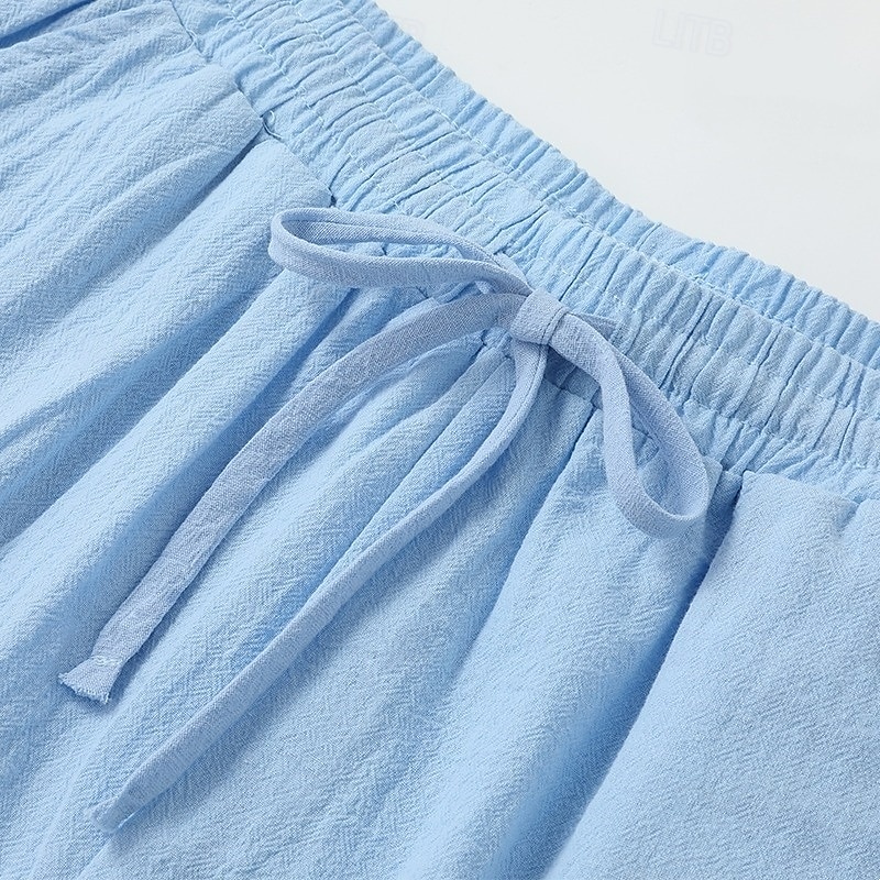 Homens Calção Shorts de linho Shorts de verão Shorts de praia Com Cordão Cintura elástica Gráfico Flores Respirável Macio Comprimento do joelho Ao ar livre Casual Diário Férias Roupa de rua Preto de 2025 por $18.99 –P5