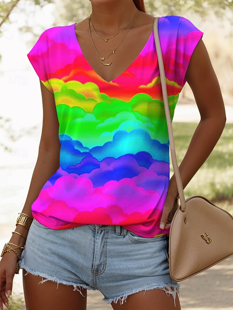 LGBT Pride Parade Pride Raindow Women's Camisole Tank Top Graphic Geometric Vintage Stylish Casual Sleeveless V Neck Regular Tops Daily Vacation Wear Print Blue Purple Orange Summer Spring 2025 - $17.99 –P5