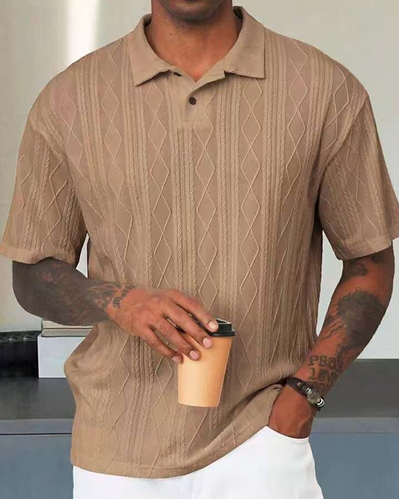 Men's Golf Shirt Golf Polos Shirts Work Casual Lapel Short Sleeve Basic Modern Plain Buttons Jacquard Summer Regular Fit Black White Blue Khaki Army Green Gray Golf Shirt 2026 - $18.99 –P2