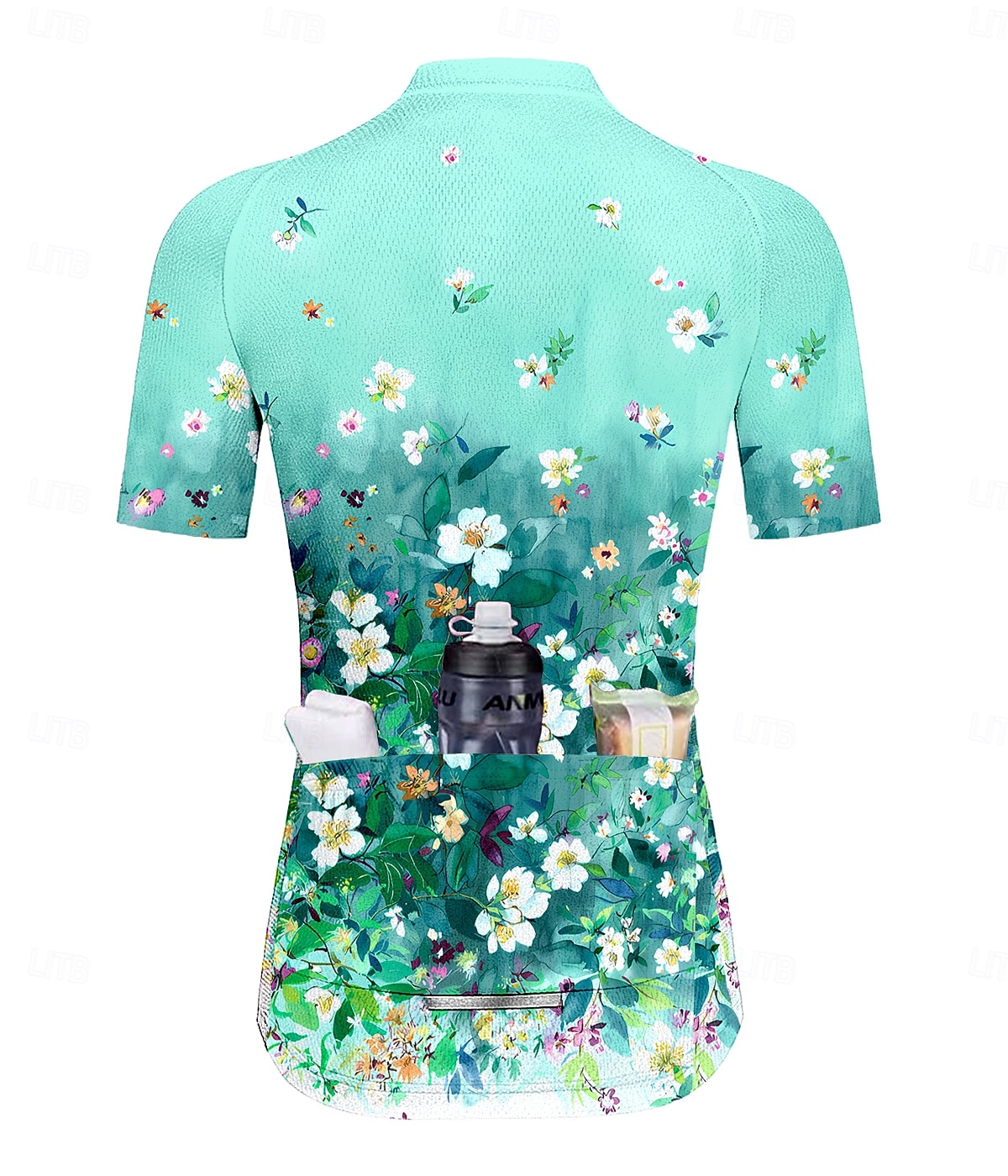 نسائي جورسيه الدراجة الرسم التدرج الأزهار النباتية كم قصير الدراجة جورسيه قمم مع 3 جيوب خلفية واقي شمسي مقاوم للأشعة فوق البنفسجية سريع جاف شرائط عاكسة رياضات أخضر ملابس 2025 - $30.99 –P2
