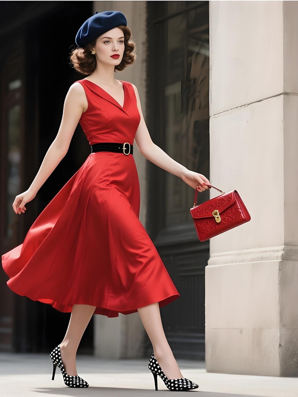 Damenpumps mit spitzer Zehenpartie und schwarzen und weißen Punkten, Lackleder-Kitten Heels fürs Büro, Partys im Retro-Stil der 1950er und Cocktail-Events 2025 - $29.99 –P1