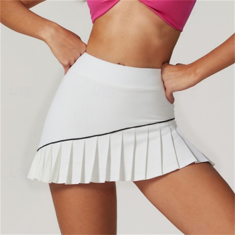 US Open Women's Tennis Skirts with Shorts Pleated Side Pockets Quick Dry Tennis Golf Pickleball Solid Colored Skort Black White Navy Blue Tennis Clothing 2025 - $27.99 –P10