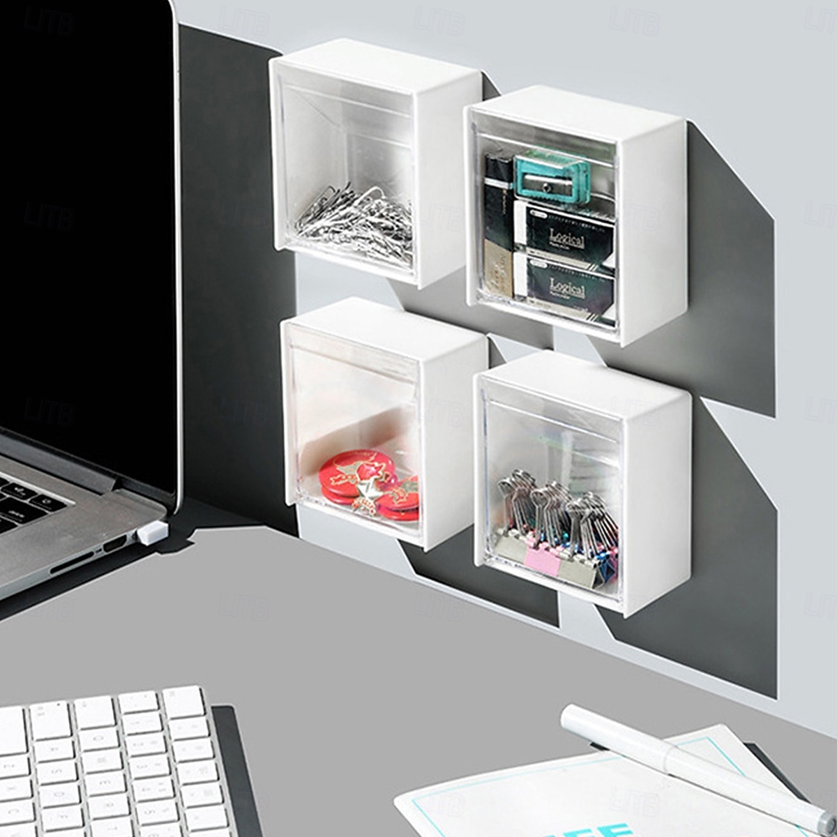 Wall-Mounted Flip Storage Boxes for Bathroom, No-Drill Makeup Organizer for Cotton Swabs, Hair Ties, Lipsticks, Ideal for Vanity, Bathroom, and Living Room 2025 - $5.99 –P9