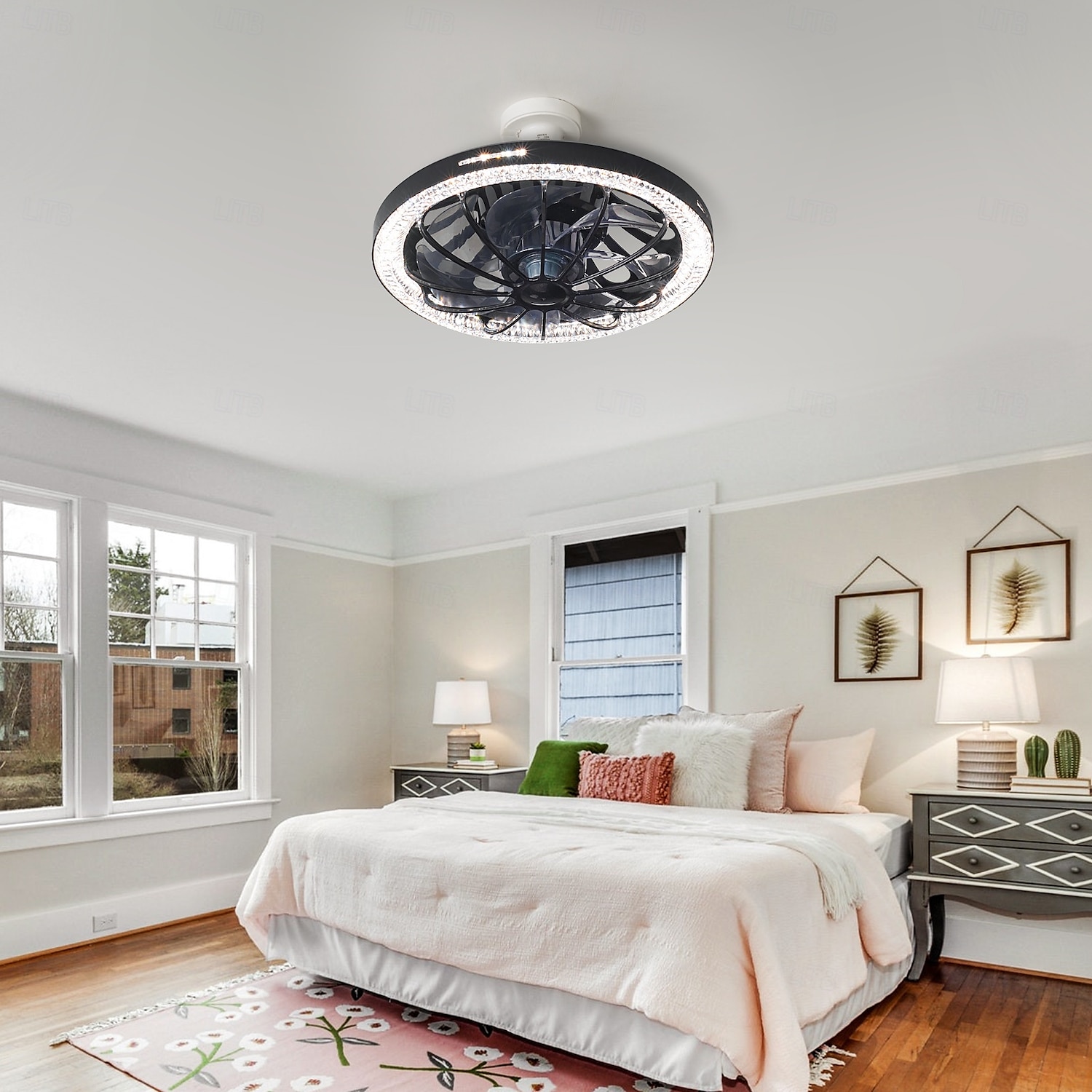 1 Pc E26/27 Socket Ceiling Fan Light Remote Control Three Color Adjustable Wind Speed Timing Adjustable Dining Room Bedroom Living Room Ceiling Fan Light 100-240v 2025 - $65.99 –P2