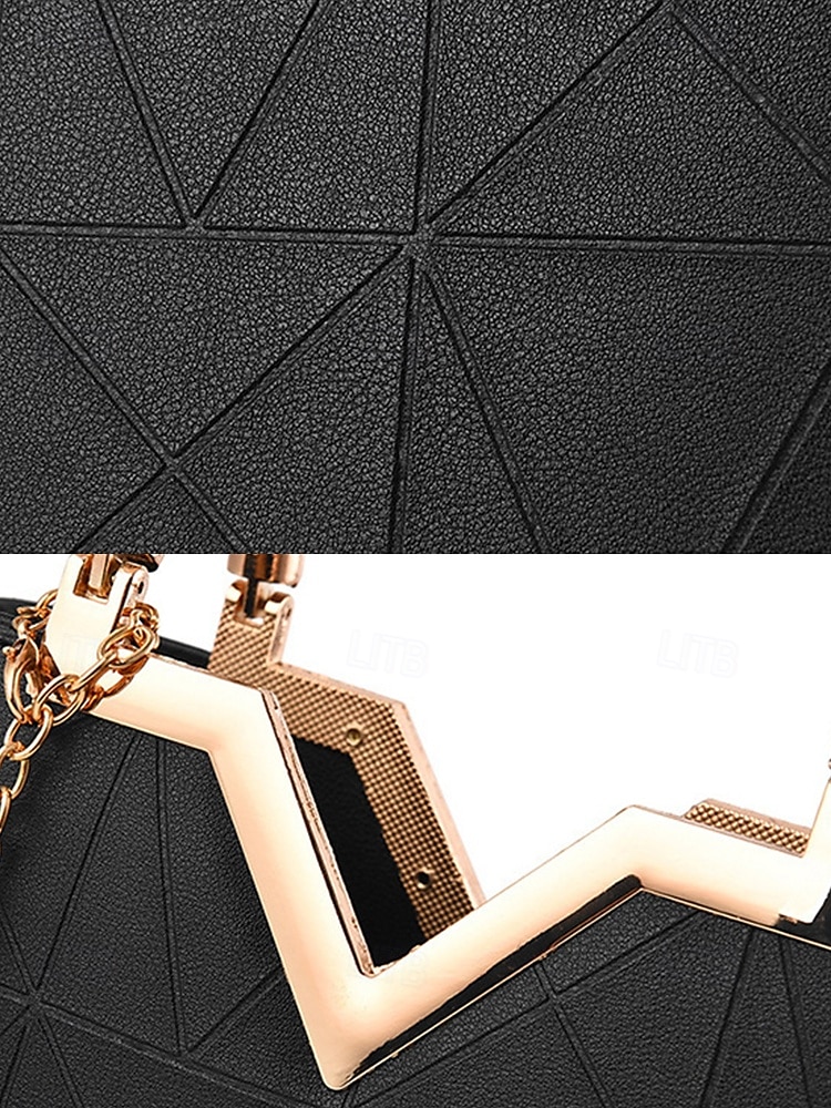 Dámská kabelka z umělé kůže s perlovým přívěskem – elegantní geometrické horní ucho a crossbody kabelka do kanceláře, na každodenní dojíždění a formální příležitosti 2025 - $26.99 –P7