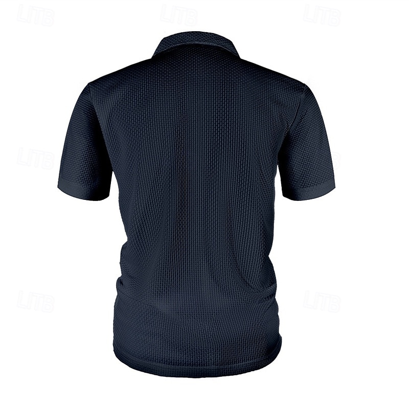 Herren Golfshirt Golf Poloshirts Arbeit Lässig Revers Kurzarm Basic Modern Einfach Knöpfe Jacquard Sommer Normale Passform Schwarz Weiß Marineblau Blau Meerblau Dunkelgray Golfshirt 2025 - $18.99 –P16