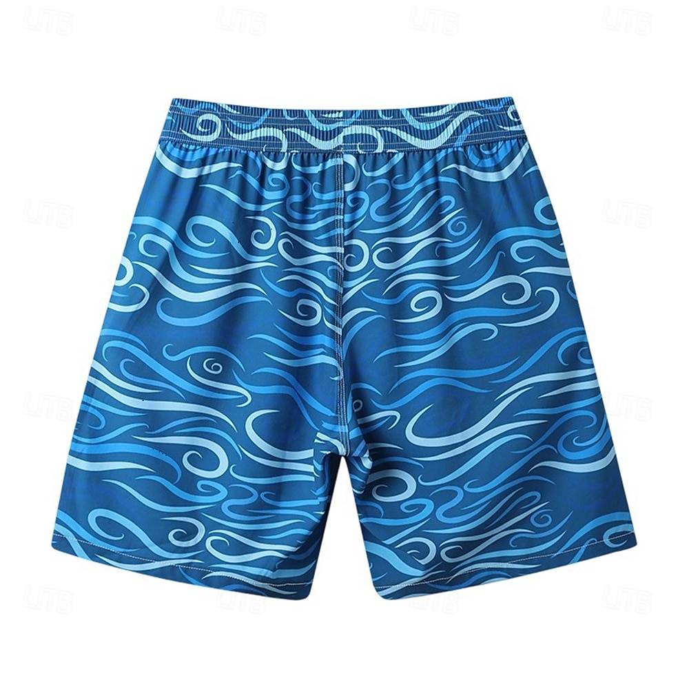 Homens Calção Shorts de praia Com Cordão oceano Abstrato Arte abstrata Respirável Secagem Rápida Comprimento do joelho Ao ar livre Férias Casa Férias Estilo Étnico Azul Céu Azul Marinha Com Stretch de 2025 por $16.49 –P9