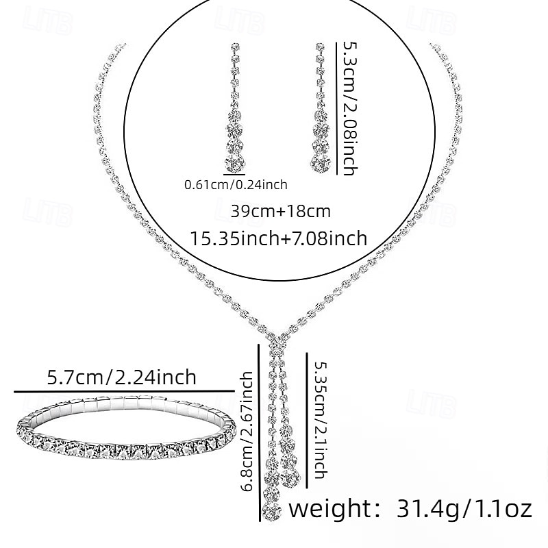 Ensembles de bijoux de mariée 1 ensemble boucles d'oreilles en alliage de strass collier bracelets ensemble de bijoux élégant et doux pour femmes pour fête de mariage occasion spéciale de 2025 ? $28.99 –P5