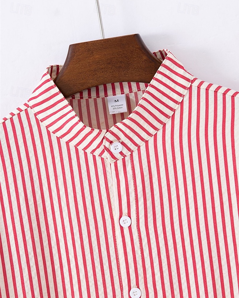 Per uomo Camicia Camicia Estiva Camicia casual Camicia da Spiaggia Camicia con Bottoni Nero Bianco Rosa Verde militare Manica Lunga Semplice Collo alla coreana Vacanza Camicia hawaiana Bottoni del 2025 a $20.99 –P4