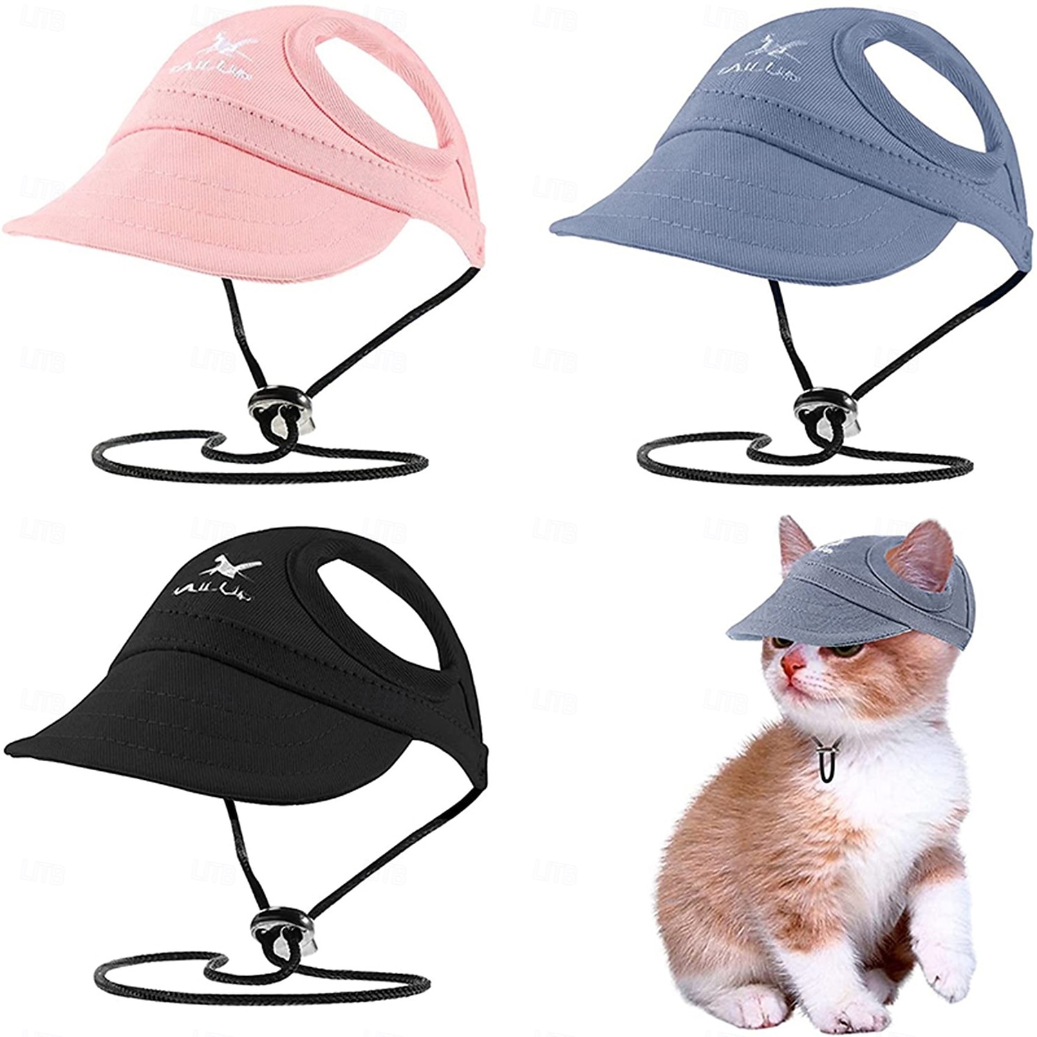 Hunde-Baseballkappe, Hunde-/Katzen-Sommer-/Strand-Schirmmütze mit Ohrlöchern, verstellbare Welpen-Sonnenhaube, Kopfbedeckung 2025 - $15.49 –P1