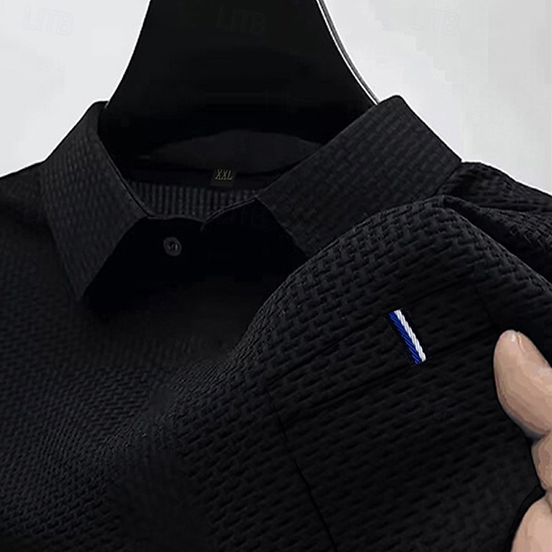 Herren Golfshirt Golf Poloshirts Arbeit Lässig Revers Kurzarm Basic Modern Einfach Knöpfe Jacquard Sommer Normale Passform Schwarz Weiß Marineblau Blau Meerblau Dunkelgray Golfshirt 2025 - $18.99 –P17
