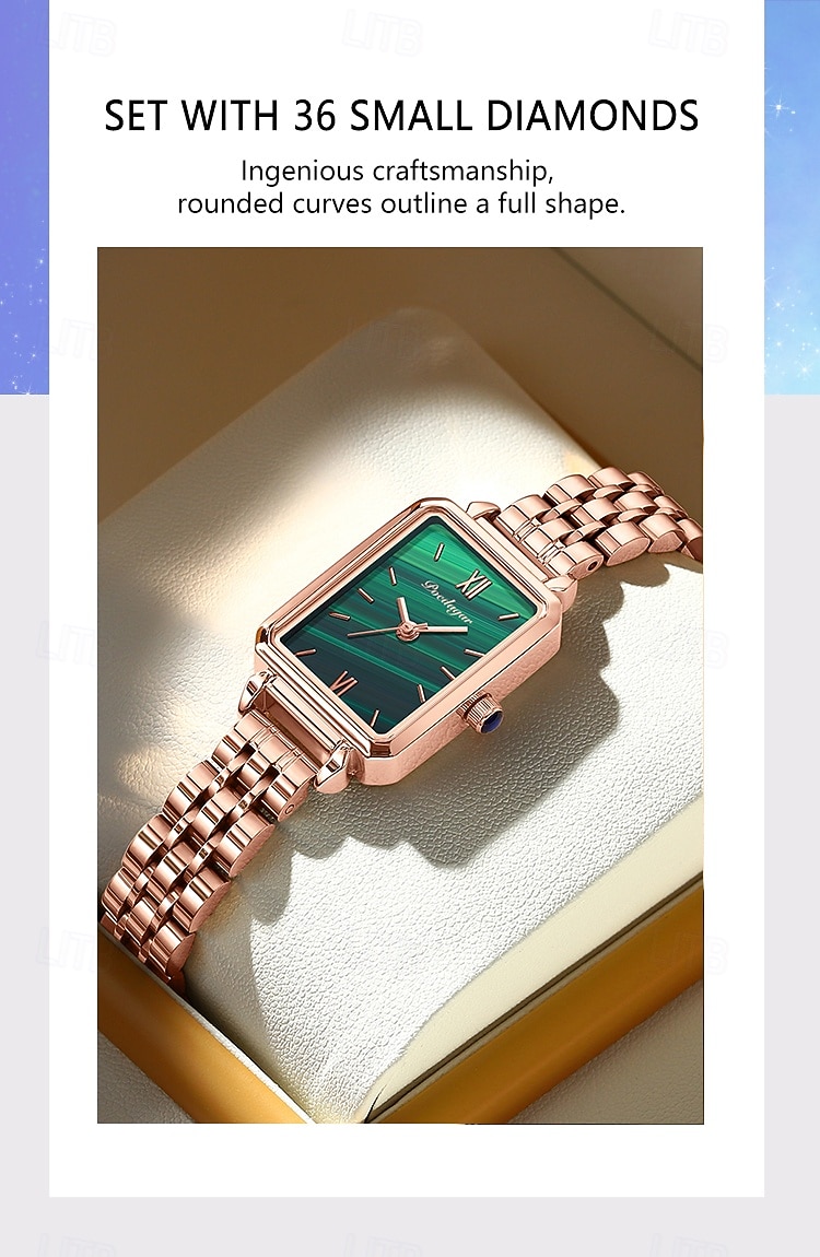 Women's Luxury Square Dial Quartz Watch – Waterproof Stainless Steel Bracelet, Diamond Accents, Elegant Retro Style 2025 - zł82.99 –P4