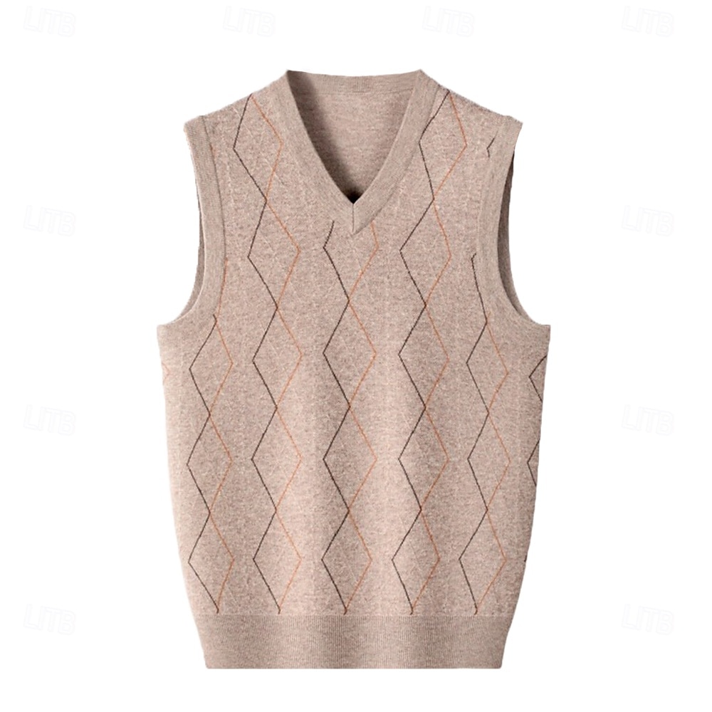 Herren Pullunder Stricken Jacquard Geometrisches Muster V Ausschnitt Täglich Westen Urlaub Heim Bekleidung Ärmellos Sommer Frühling Schwarz Khaki S M L 2025 - $57.99 –P12