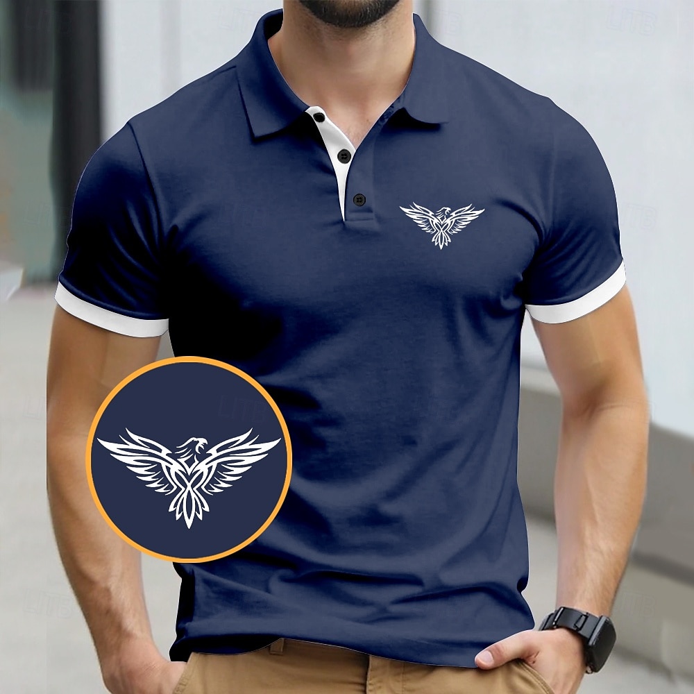 Herren Adler Polo Kurzarm Polo-Shirts Hemden mit Kragen Business-Casual Geschäft Athleisure Alltagskleidung 3D-Druck Sommer Schwarz Gelb Marinenblau 2025 - $25.99 –P6