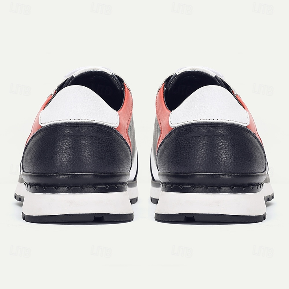 Men's Premium Leather Sneakers – Stylish Lace-Up Running Shoes with Red and White Accents for Sports, Travel and Everyday Wear 2025 - $94.99 –P5
