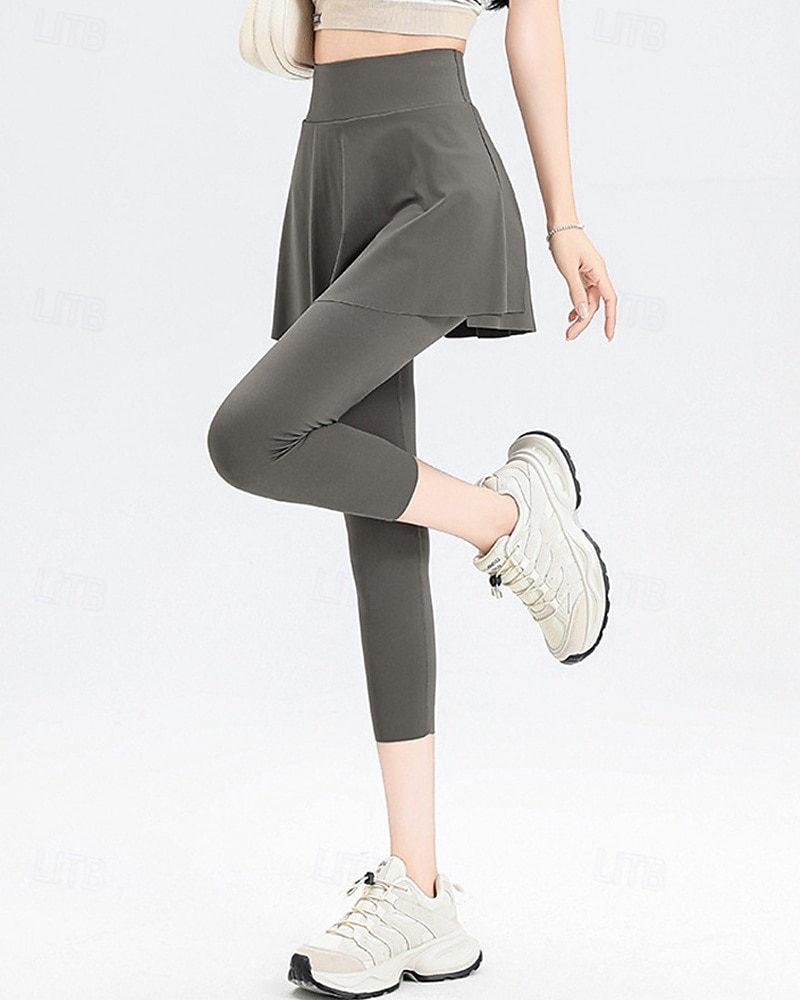 Per donna Tinta unita Gonna casual Gonna da tennis con leggings Capri Tasche Laterali Spacco Asciugatura Rapida Tennis Golf Pickleball Pantaloni Nero Marrone Grigio Spandex Abbigliamento da tennis del 2026 a $22.99 –P11