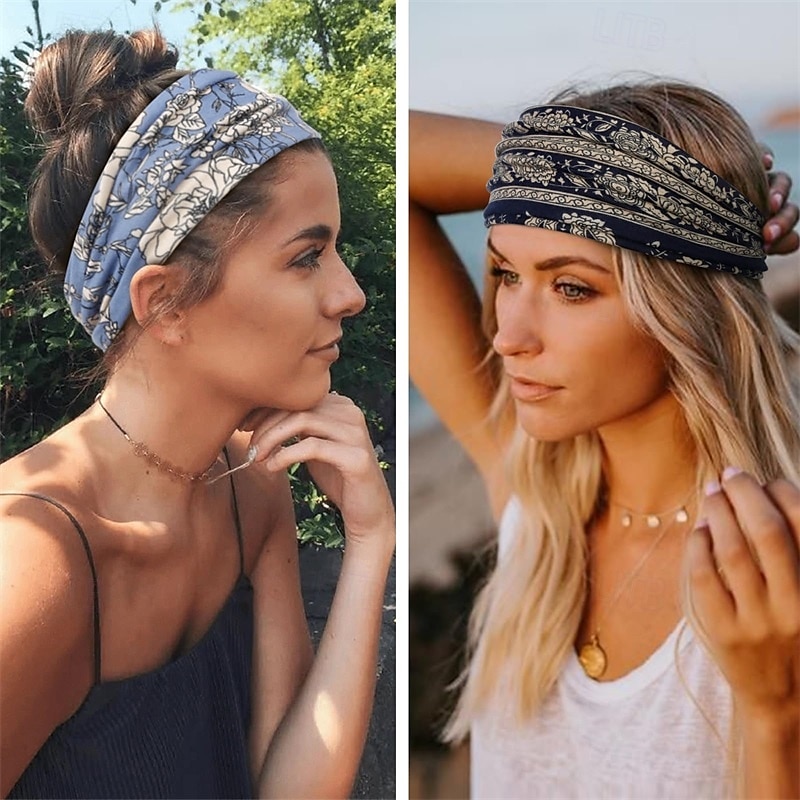 Fasce per capelli da donna in stile boho, elastiche, antiscivolo, larghe e spesse, in tessuto morbido, alla moda, accessori per capelli corti da donna. del 2025 a $4.99 –P2