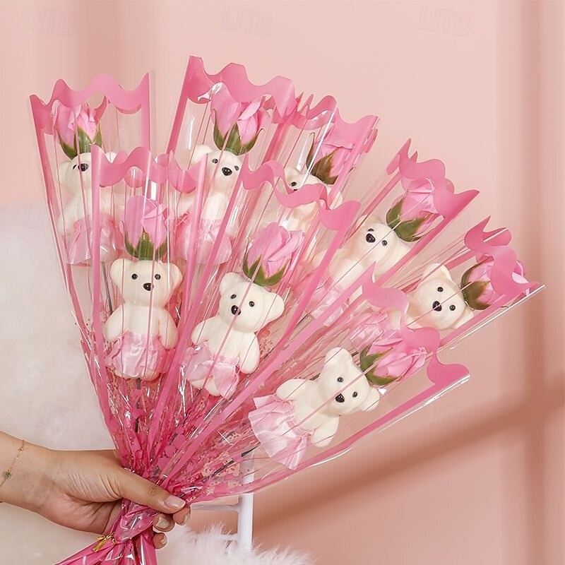 Romantic Bear Soap Bouquet, Ideal Gift for Mother's Day, Valentine's Day, Father's Day, Christmas, Wedding Party, and Home Decoration, Simulation Flower for Event Promotion 2025 - $7.99 –P8