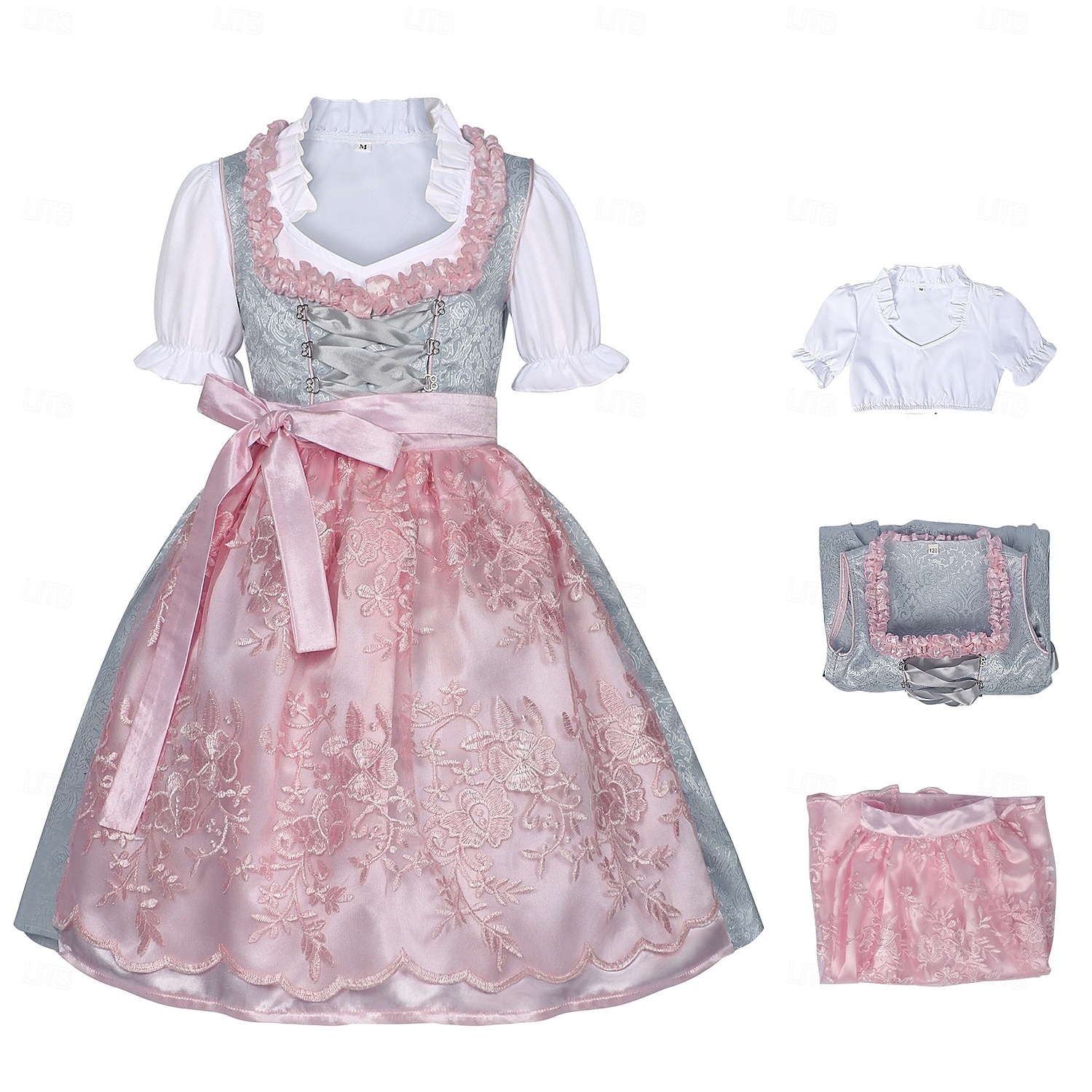 Vestidos Blusa / Falda Delantal Floral Mucama bávaro Munich Viena prados Chica Fiesta Festival de Cerveza Paño de estilo tradicional 2026 - $63.99 –P2