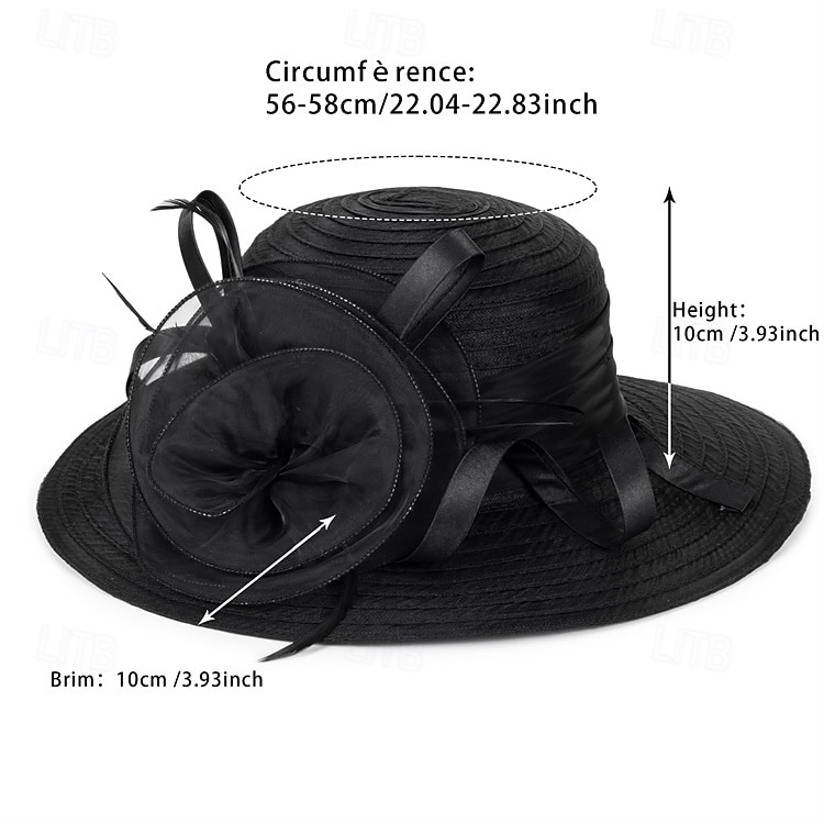 Women Organza Kentucky Sun-Hats - Wide-Brim Flower Church Hats Beach Derby Hat for Tea Party Wedding Bridal Dress 2026 - $21.99 –P2