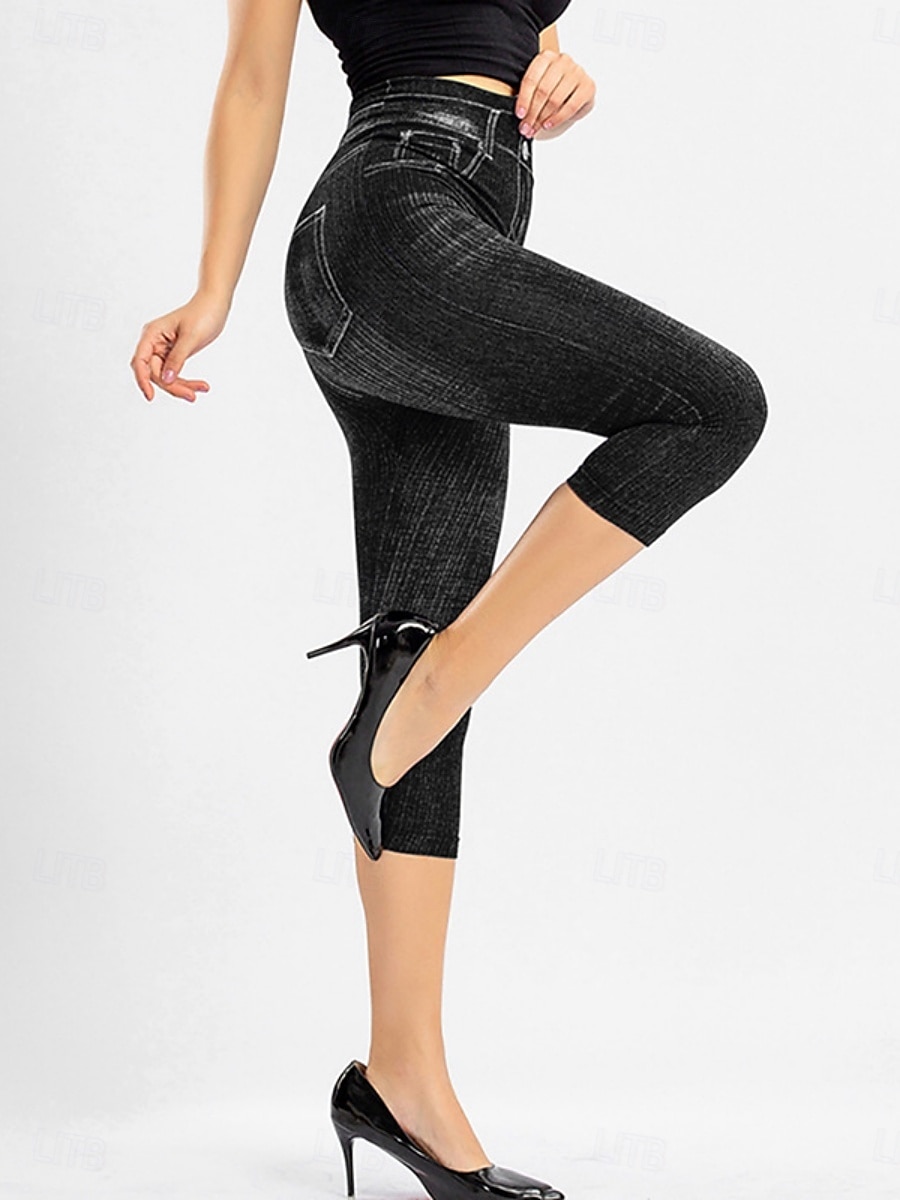 Women's Leggings Capri Pants 3D Print Chinos Vintage Streetwear Casual Calf-Length High Waist Plain Printing Comfy Soft Comfortable Stretchy Outdoor Street Black Red Blue Gray Summer Slim Fit 2025 - $3.99 –P6