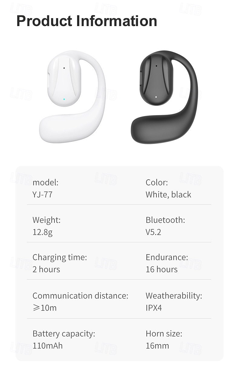 YJ77 TWS In-Ear Ear Hook Bluetooth 5.2 Wireless Earphones Built-in Mic, Auto Connect, Low Delay for Android iOS 2025 - $20.99 –P15