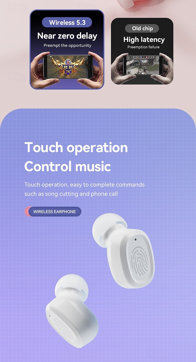 BY18 TWS Wireless Earbuds Bluetooth 5.3 In-Ear Headphones with Charging Case, Low Latency, Stereo Sound, Built-in Mic for Phone and Gaming 2025 - $25.99 –P10