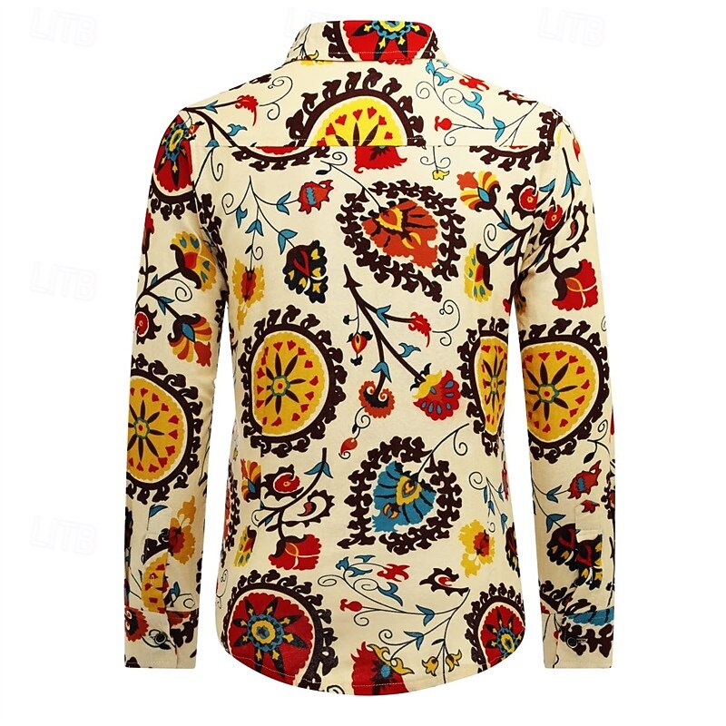 Retró Boho 1970-es évek Ing Hippi Etno Suzani Jelmez Férfi Mindszentek napja Farsang utcai tánc Retro témájú buli Fesztivál Felnőttek Ing 2025 - $27.99 –P8