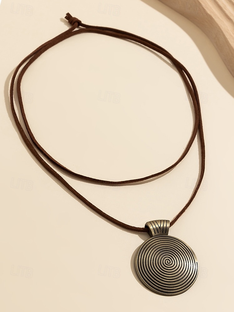 Collier bohème à pendentif en bois multicouche pour femme – perles en alliage naturel faites à la main, design ethnique en spirale, bijoux légers pour tenues décontractées, fêtes d'été et vacances à la plage de 2025 ? $9.99 –P8
