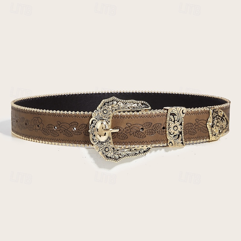 Ceinture Femmes PU Brun Kaki Ceinture Taille Quotidien Week-end Fleuri de 2025 ? $17.49 –P2